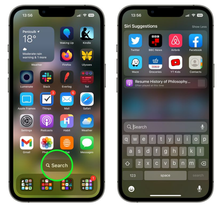 武进苹果手机维修分享升级到 iOS 16 后，如何删除主屏幕上的搜索按钮 